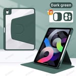 (Pro 12.9 4th 5th 6th Dark Green) Tablet iPad Pro 11 -kotelo iPad Pro 12.9 Air 5 4 10.9 10th 7/8/9th Generation Mini 6 360° kääntyvä kansi tietokoneen kannet ja kuoret