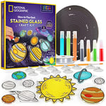 NATIONAL GEOGRAPHIC Kids Window Art Kit - "Stained Glass" Solar System Arts & Crafts Kit with Glow in the Dark Planets, Use as Window Suncatchers, Hanging Decor from Ceiling, Mobile, Space Room Décor