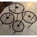 Supports pour plantes, lot de 4 supports pour pots de fleurs à motif de vigne de style rétro support pour pots de fleurs en fer forgé rond décoratif