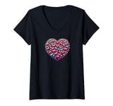 Womens Cute Heart with Flowers and Hearts for Valentine's Day V-Neck T-Shirt