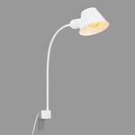 Briloner - Lampe de lit flexible, lampe de lit réglable, interrupteur à bascule, 1x E27 douille max. 10 Watt, câble inclus, blanc, 63 cm