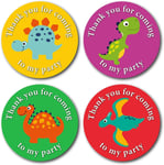 40mm Dinosaur Thank You for Coming to My Party Stickers. 4 Bright Colours (24 S