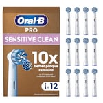 Oral-B Pro Sensitive Clean Electric Toothbrush Head, X-Shaped & Extra Soft Bristles for Gentle Brushing & Plaque Removal, Pack of 1 (12 Count) Toothbrush Heads, Suitable for Mailbox, White