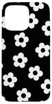 iPhone 15 Pro Max Cute Black White Aesthetic Flowers Floral Retro Daisy Women Case