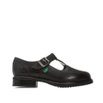 Kickers Girls Girl's Children Lach T-Bar Leather Shoes in Black Leather (archived) - Size UK 2.5 Infant