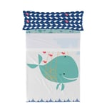 HappyFriday Moshi Moshi Whale Parure de lit 2 pièces pour lit de 80/90 cm Multicolore