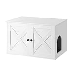 Feandrea Maison de Toilette Chat, Meuble Litière Chat, avec Séparateur Amovible, Cache-litière pour Chat, Table, 80 x 53 x 50 cm, Blanc PCL002W01