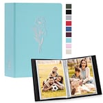 Lanpn Album Photo 10x15 Mini Petit Format 100 Pochette 2 Paquets, Lin Tissu Album pour Vertical Photos Teal