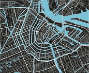 Black and white vector city map of Amsterdam with well organized separated layers