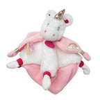 BABY NAT' - Doudou Licorne Souple Poussière d'Etoiles - Rose et Blanche - Broderie Arc en Ciel - Idée Cadeau Naissance - Doudou Facile à Attraper - Tout Doux pour les Câlins - BN0322