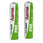 Hama NiMH, 2x AAA, 700 mAh, 1,2 V ladattavissa olevat patterit