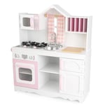 KidKraft Modern Country Play Kitchen for Kids, Wooden Toy Kitchen with Real Curtains, Kids' Kitchen set, Toddler Toys, Kids' Toys, 53222 - Amazon Exclusive