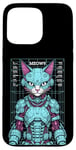 Coque pour iPhone 15 Pro Max Cyberpunk Chat Robot Android Cyborg Futuriste Feline Kitty