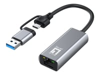 Levelone - Nätverksadapter - Usb-C 3.2 Gen 1 / Usb-A 3.2 Gen 1 - 10M/100M/1G/2.5 Gigabit Ethernet - Grå