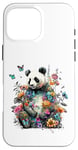 Coque pour iPhone 16 Pro Max Panda mignon avec fleurs et papillons pour femmes, filles et enfants