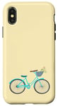 Coque pour iPhone X/XS Vélo rétro bleu pour fille avec panier de fleurs