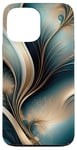 Coque pour iPhone 13 Pro Max Golden Breeze – Motif abstrait bleu sarcelle et doré