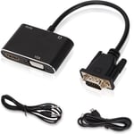 Adaptateur VGA vers VGA HDMI, Répartiteur 2 en 1 Adaptateur VGA Convertisseur D'accessoires Informatiques Stable Haute Résolution pour Connecter des Haut-parleurs.[V1034]