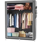 Hofuton Armoire de Rangement Pliable 108 x 45 x 170 cm Penderie en Tissu Intissé avec Fermeture à Glissière Garde-Robe Placard Gris