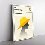 Big Box Art Book Cover Mrs Dalloway Virginia Wolf Canvas Wall Art Print Ready to Hang Picture, 76 x 50 cm (30 x 20 Inch), White, Yellow, Grey