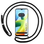 Housse Suspendue Transparente Pour Xiaomi Redmi A1 Plus Avec Cordon Noir