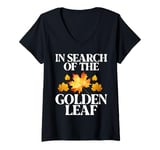 Womens In Search of the Golden Leaf Fall Leaves V-Neck T-Shirt