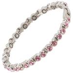 Sisto-X Ladies Magnetic Tennis Style Bracelet Fuchsia Pink Crystals Health 16...