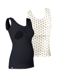 Bshirt Organic Cotton Blend Plain/Spot Lift The Flap Breastfeeding Maternity Vest Top, Pack of 2