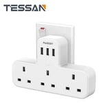 3 Way Plugs Extension Multi Sockets Wall Charger Adapter 3USB for Bedroom Office