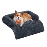 Feandrea FluffyHug Panier pour Chien, Tissu Peluche, Tapis, Couverture de Protection pour Canapé, Taille L, pour Chiens de Taille Moyenne, 95 x 85 x 16 cm, Gris Foncé PGW222G02