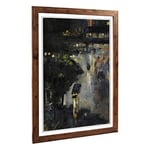 Big Box Art Framed Print of Lesser URY Nollendorfplatz at Night Design | Wall Art Picture | Home Decor for Kitchen, Living Room, Bedroom, Hallway, Walnut, A2 / 24.5x18 Inch / 62x45cm