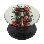 Skeleton Ribcage Anatomy with Flowers Butterflies PopSockets Adhesive PopGrip