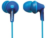 Panasonic RP-HJE125-K, 3.5mm ErgoFit Wired Earbuds, Noise Isolating In-Ear Stereo Earphones, Dynamic Clear Sound, Ergonomic Custom-Fit Earpieces (S/M/L), Large 9mm Driver, Long cord, No Mic - Blue