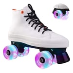 Sports Roller Skates Adult Canvas Ice Skates with High Top Shoe Style Double Row Four Wheel Skates with Illuminating Wheels for Men, Women, Children And Adults,43