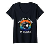 Womens There's No Crying In Spades Retro Sunset Spades Card Game V-Neck T-Shirt