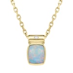 18ct Yellow Gold Opal Diamond Bail Unique Necklace D