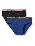 Sloggi Men's GO ABC Natural H Midi C2P Briefs, BLUE - DARK COMBINATION, S