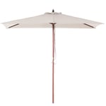 Parasol de Jardin ou de Terrasse Rectangulaire Blanc Beige avec Pied en Bois, T