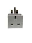 2 Way Adaptor unfused Plug converter 21101 White - Two Plugs Extension Plug