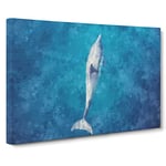 Dolphin Leading The Way Painting Modern Art Canvas Wall Art Print Ready to Hang, Framed Picture for Living Room Bedroom Home Office Décor, 24x16 Inch (60x40 cm)