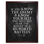 Artery8 Slate Inspiring Quote Sun Tzu Know Yourself Need Not Fear Result Art Print Framed Poster Wall Decor 12x16 inch