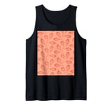 Climbing Vine Leaves In Red Pink On Pink Tank Top