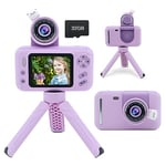 Kids Camera with 32GB SD Card, Girls Camera with Tripod for 4-10 Years Old, 2.4 Inch Screen 1080P HD Digital Camera for Kids,Toddler Camera Birthday for 4 5 6 7 8 9 10 year old girls