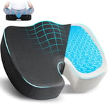 EcoNour Coccyx Cushion | Memory Foam Pain Relief Cushion for Back Support | Sciatica Tailbone Pain Relief | Anti-Slip Gel Orthopaedic Ergonomic Cushions for Office Chair (Seat Cushion with Gel)