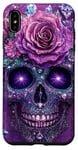 Coque pour iPhone XS Max Mignon rose violette et crâne avec étoiles crânes violets