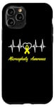 Coque pour iPhone 11 Pro Ruban jaune pour sensibilisation à la microcéphalie Love Heartbeat