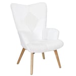 ROHAN - Fauteuil Imitation Laine Motif Patchwork Blanc