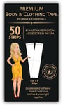 Linda's Essentials Double Sided Body Tape and Fashion Tape (50 Pack), Fabric Tape, Double Sided Tape for Clothes, Body Tape Double Sided for All Fabric Types, Extra Adhesive Dress Tape, Bra Tape