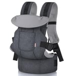 GAGAKU Porte-bébé pour bébés et tout-petits de 0 à 36 mois, Advanced 4-en-1 Porte bebe Facile à porter en position face à face vers l'avant et vers l'arrière pour enfants-Gris foncé