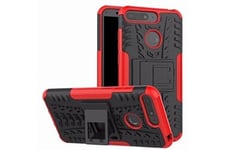 Hsmy Coque et étui téléphone mobile Huawei honor 7a -huawei y6 (2018) coque, double couche protection antichocs avec support coque - rouge